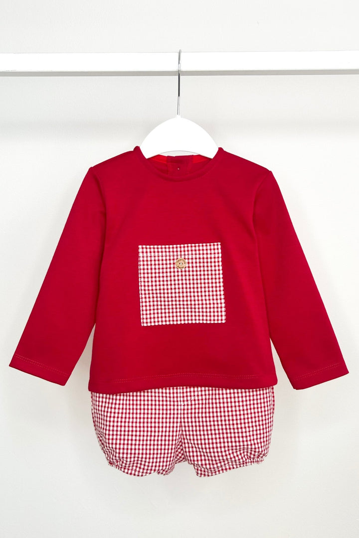Valentina Bebés "Roland" Red Gingham Top & Shorts - Millie and John
