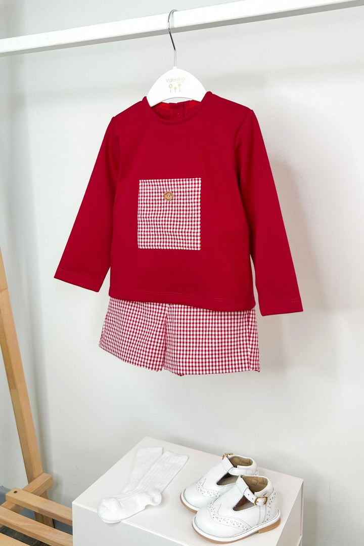 Valentina Bebés "Roland" Red Gingham Top & Shorts - Millie and John