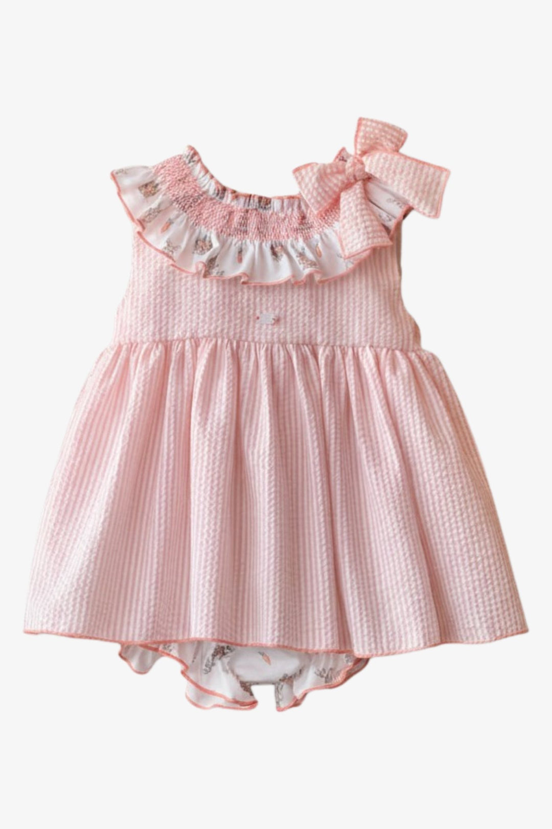 SS26 Valentina Bebs | "Rosalie" Pale Pink Stripe Bunny Dress Millie and John SS26 Valentina Bebs | "Rosalie" Pale Pink Stripe Bunny Dress Millie and John