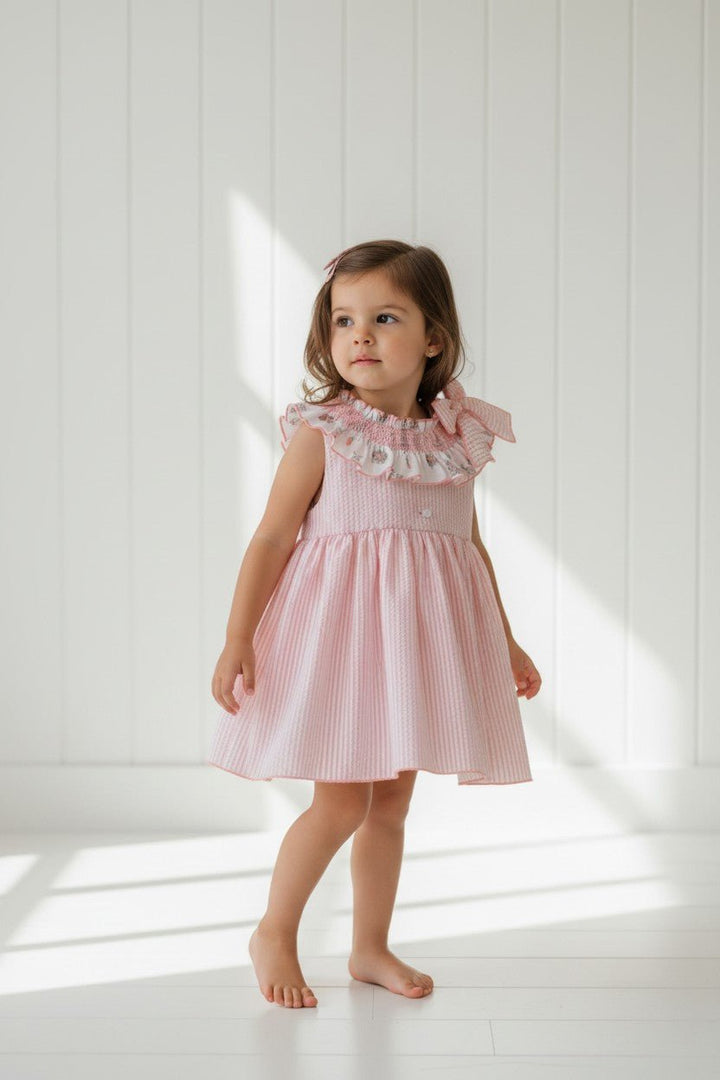 Valentina Bebés "Rosalie" Pale Pink Stripe Bunny Dress &amp; Bloomers - Millie and John