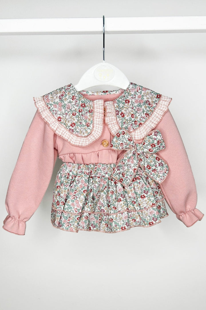 Valentina Bebes "Shelby" Dusky Pink Sweatshirt & Floral Skirt - Millie and John