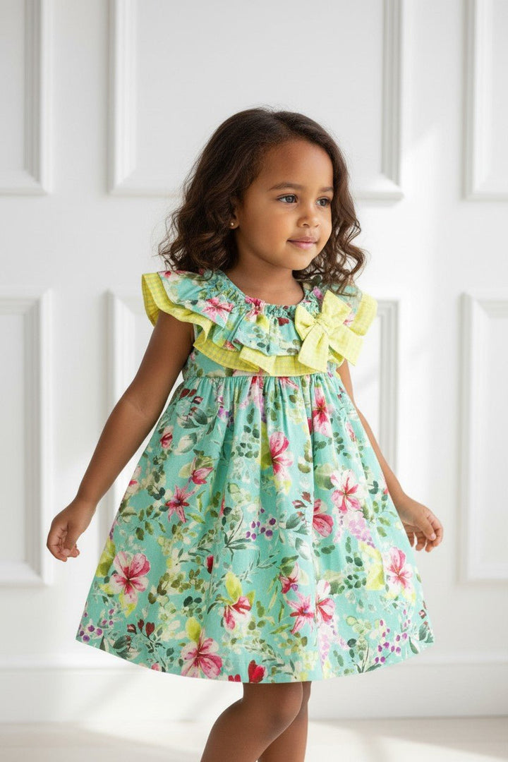 Valentina Bebes "Suki" Turquoise Floral Dress &amp; Bloomers - Millie and John