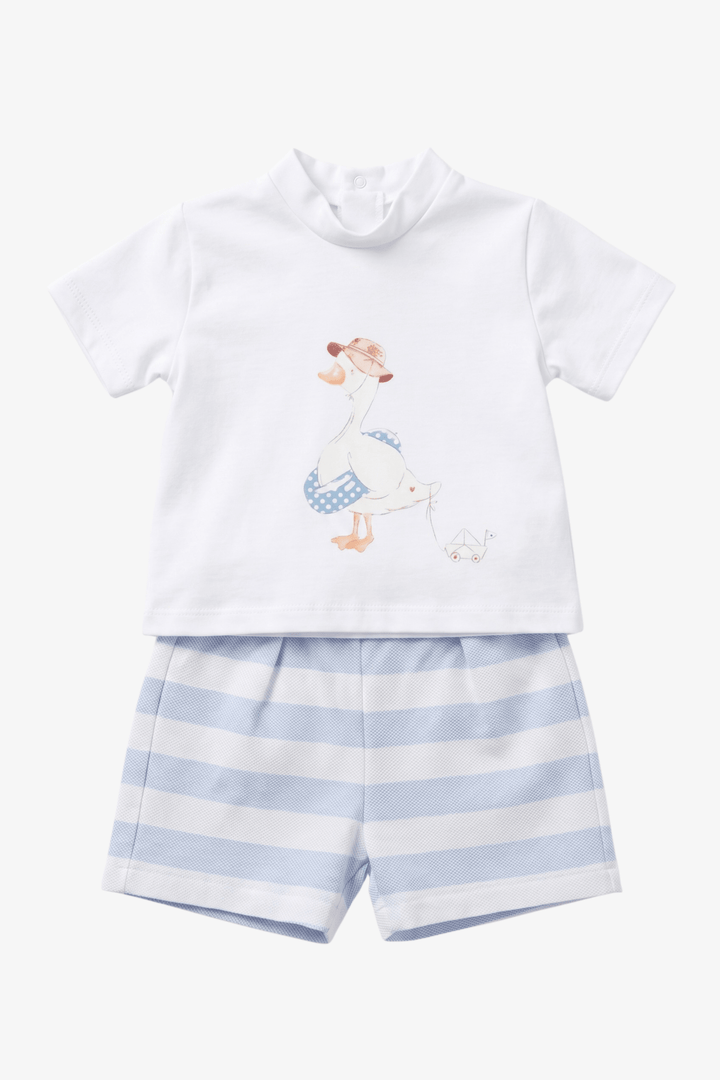 Valentina Bebés "Thaddeus" Blue Duck T-Shirt &amp; Shorts - Millie and John