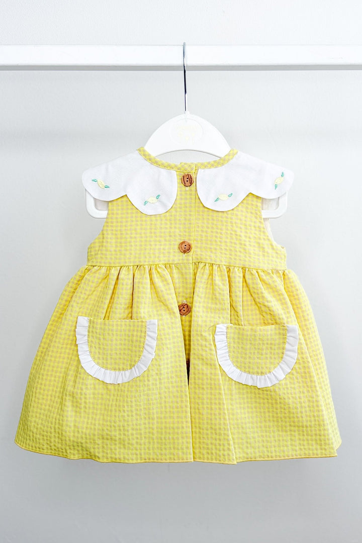 Valentina Bebés "Valerie" Neon Lemon Gingham Dress &amp; Bloomers - Millie and John