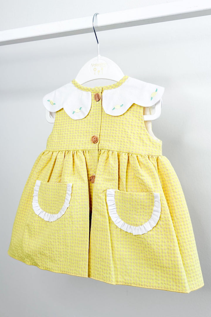 Valentina Bebés "Valerie" Neon Lemon Gingham Dress &amp; Bloomers - Millie and John
