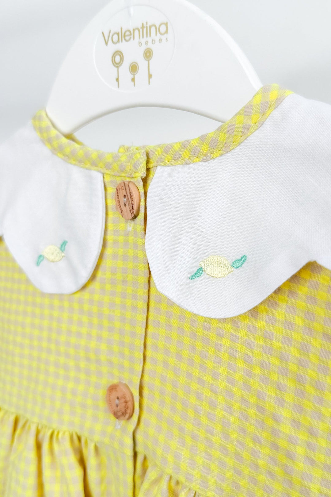 Valentina Bebés "Valerie" Neon Lemon Gingham Dress &amp; Bloomers - Millie and John