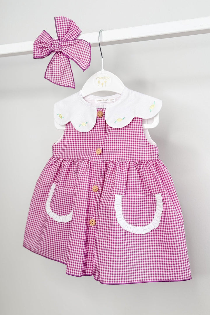 Valentina Bebés "Valerie" Purple Gingham Dress &amp; Bloomers - Millie and John