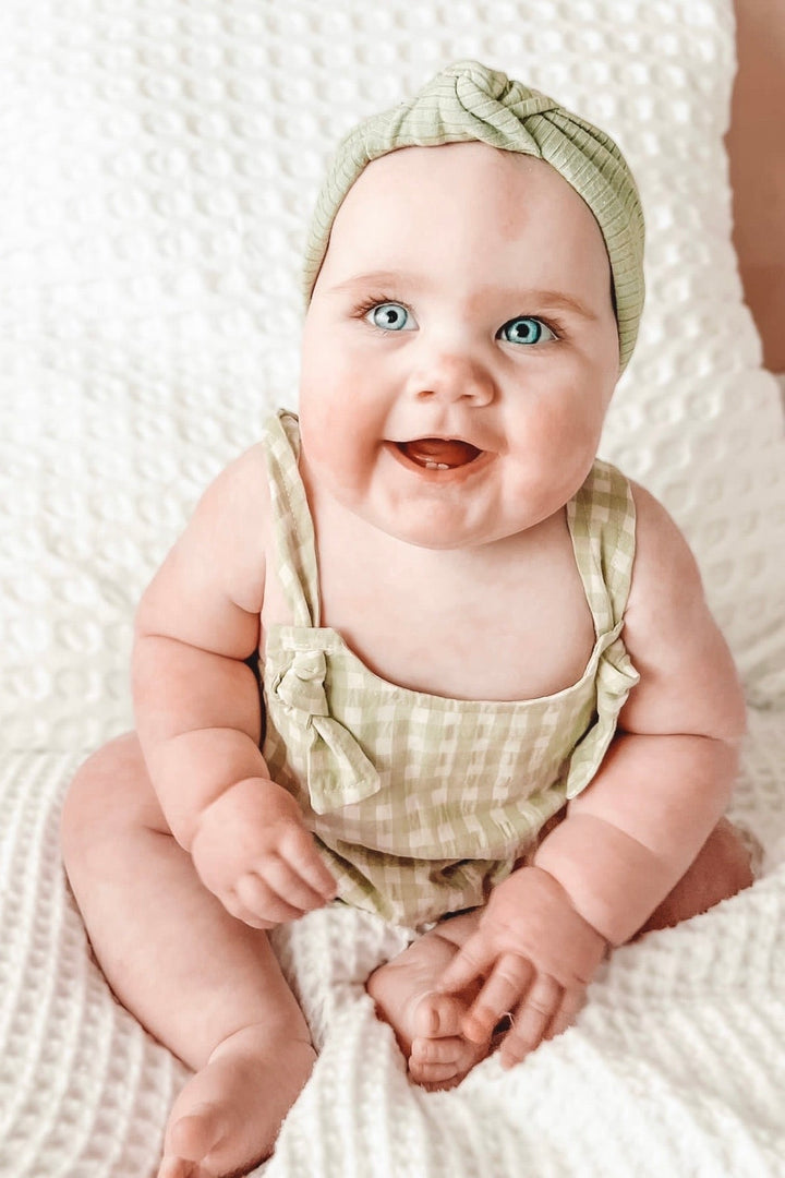 Wedoble "Percival" Sage Green Gingham Romper - Millie and John