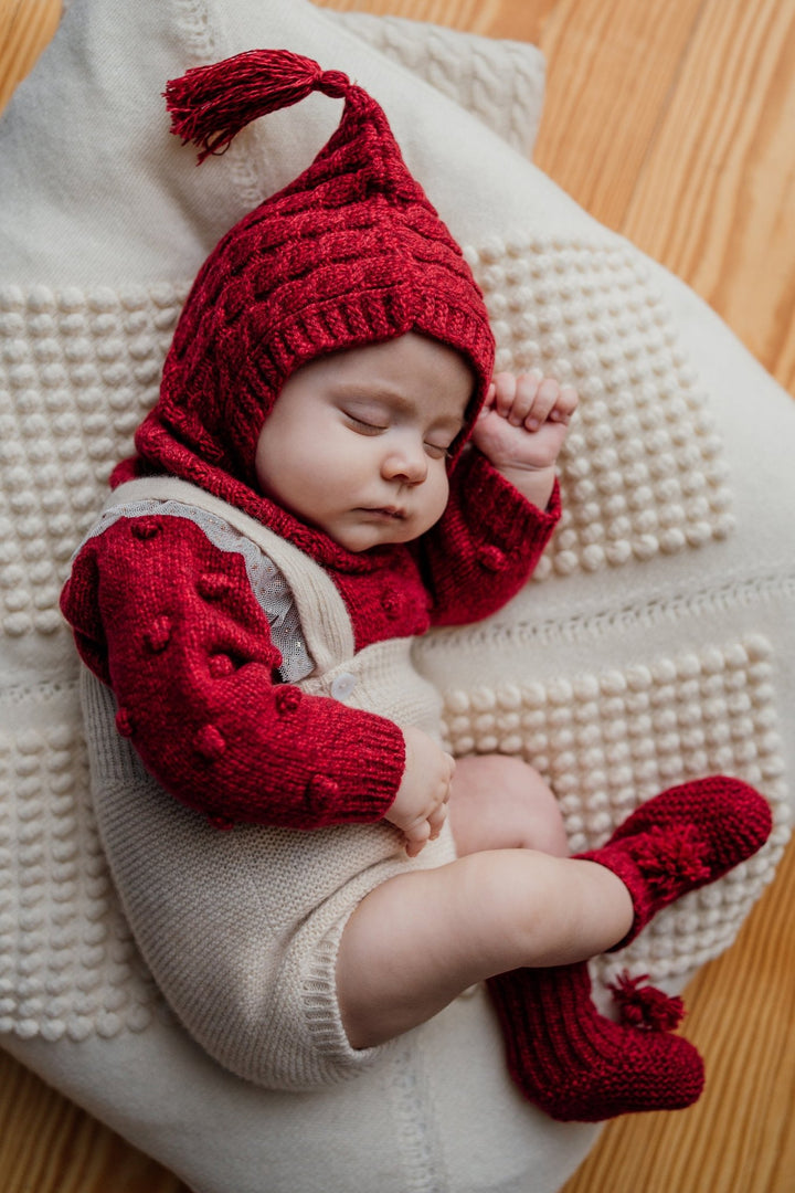 Wedoble "Tatiana" Burgundy Cashmere Top & Sand Shortie - Millie and John