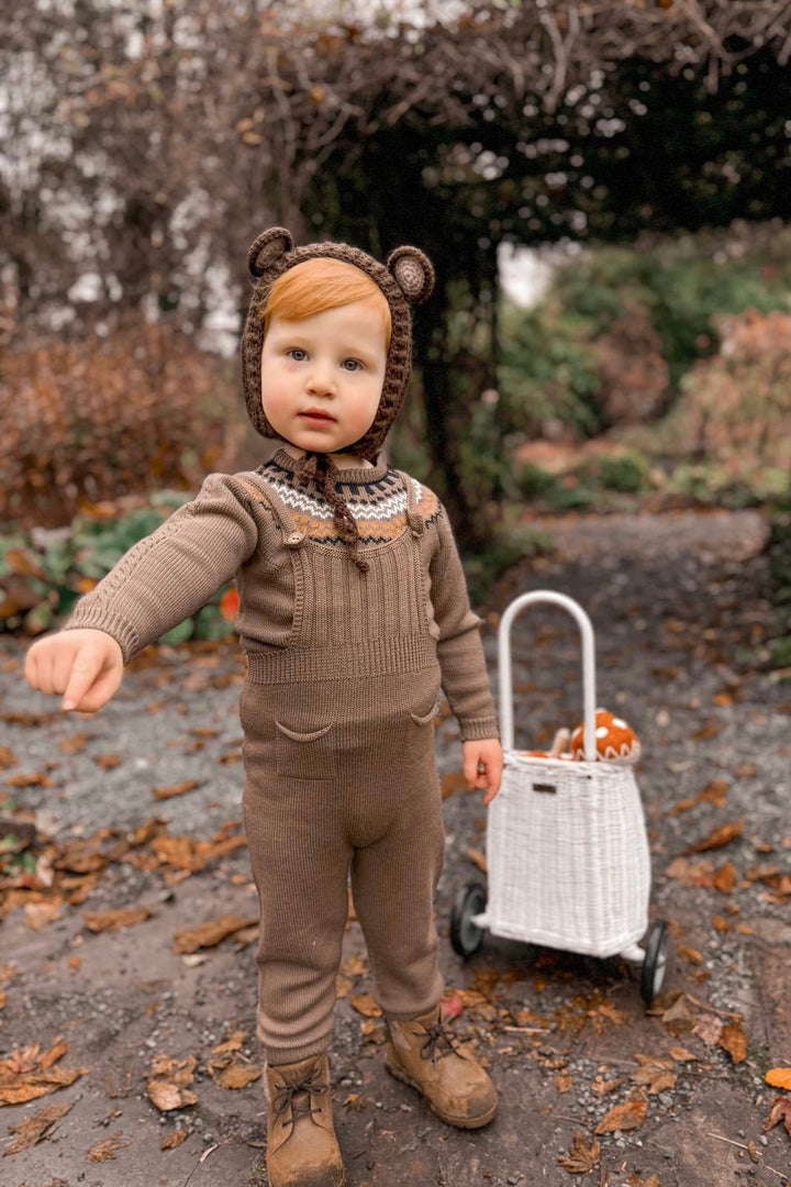 Wedoble "Tiago" Brown Merino Wool Knit Jumper & Dungarees - Millie and John