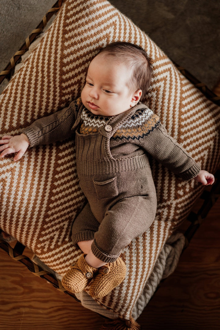 Wedoble "Tiago" Brown Merino Wool Knit Jumper & Dungarees - Millie and John