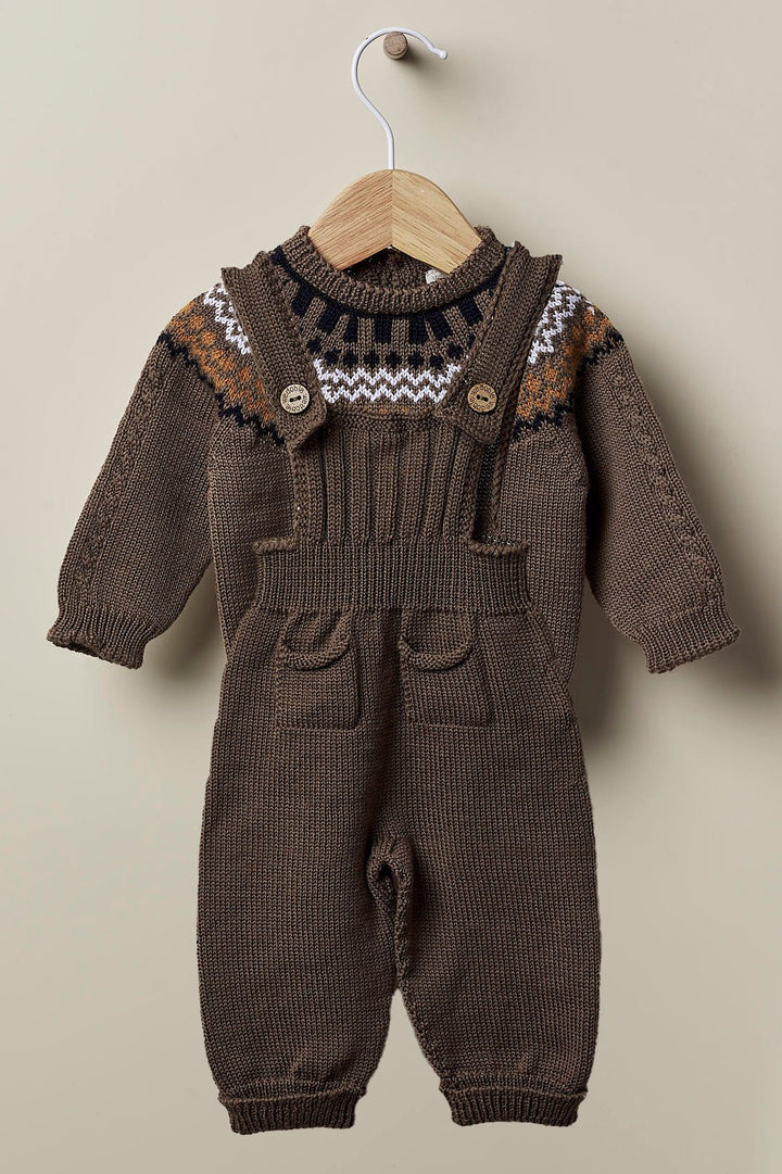 Wedoble "Tiago" Brown Merino Wool Knit Jumper & Dungarees - Millie and John