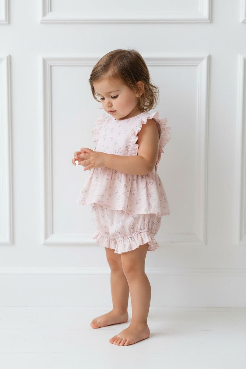 Wedoble "Verity" Pink Floral Blouse &amp; Bloomers - Millie and John