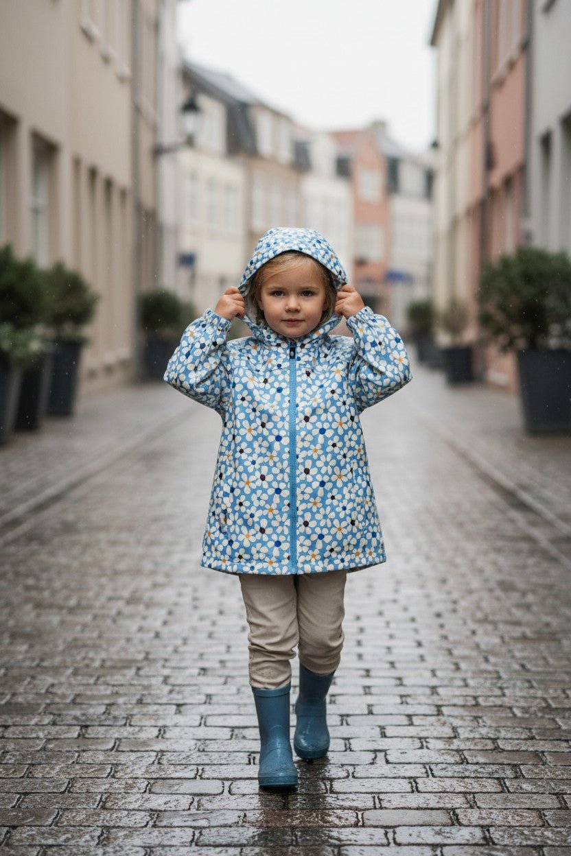 Week - end à la Mer "Aviana" Blue Floral Waterproof Raincoat - Millie and John
