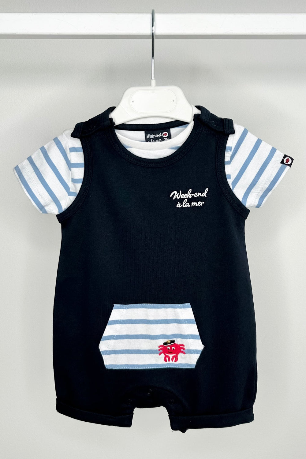 Week - end à la Mer "Colton" Blue Striped Tee & Navy Dungarees - Millie and John