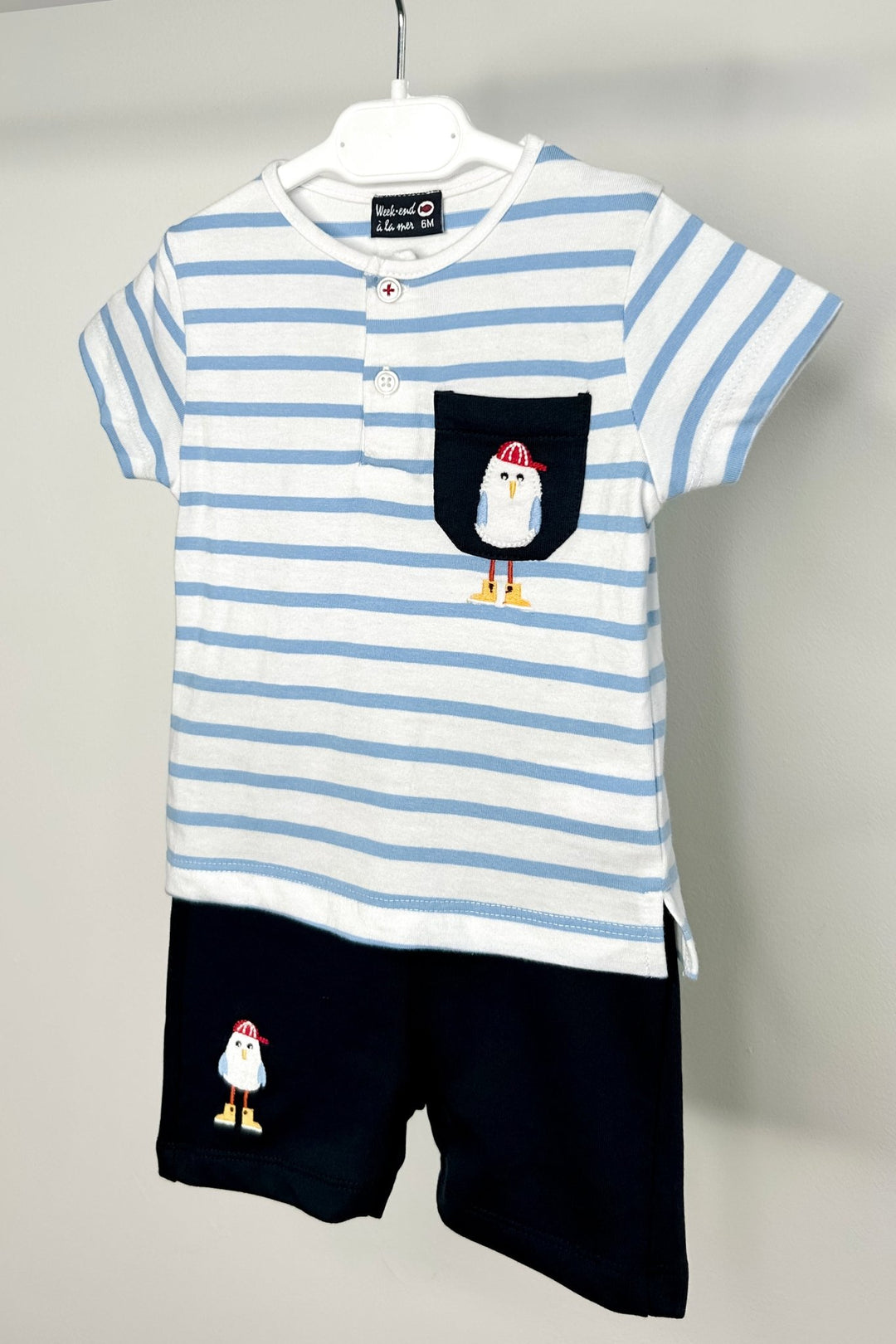 Week - end à la Mer "Finnegan" Blue Striped Tee & Navy Shorts - Millie and John