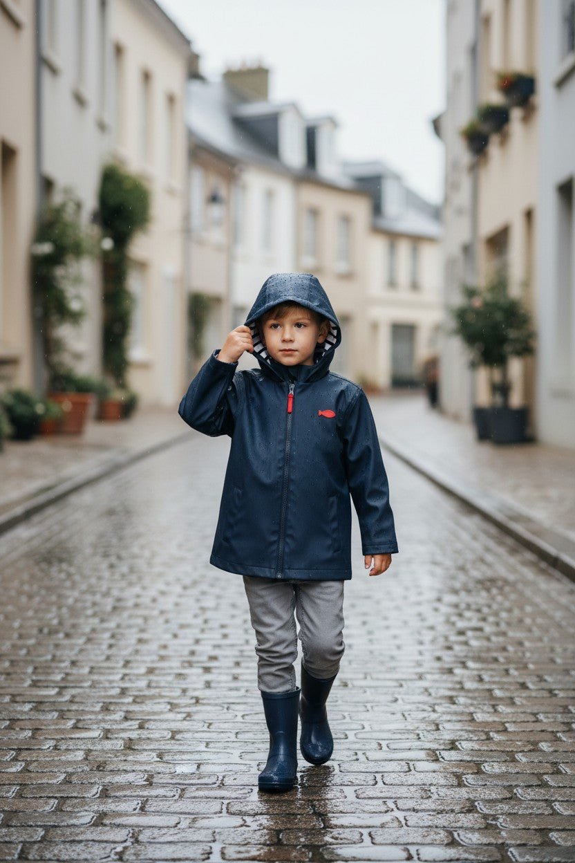 Week - end à la Mer "Huxley" Navy Blue Waterproof Raincoat - Millie and John