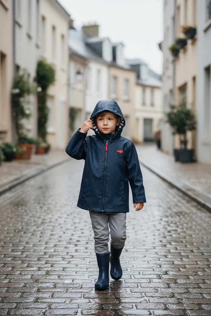 Week - end à la Mer "Huxley" Navy Blue Waterproof Raincoat - Millie and John