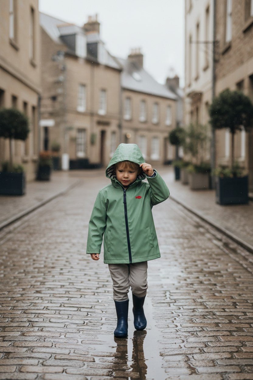 Week - end à la Mer "Huxley" Sage Green Waterproof Raincoat - Millie and John