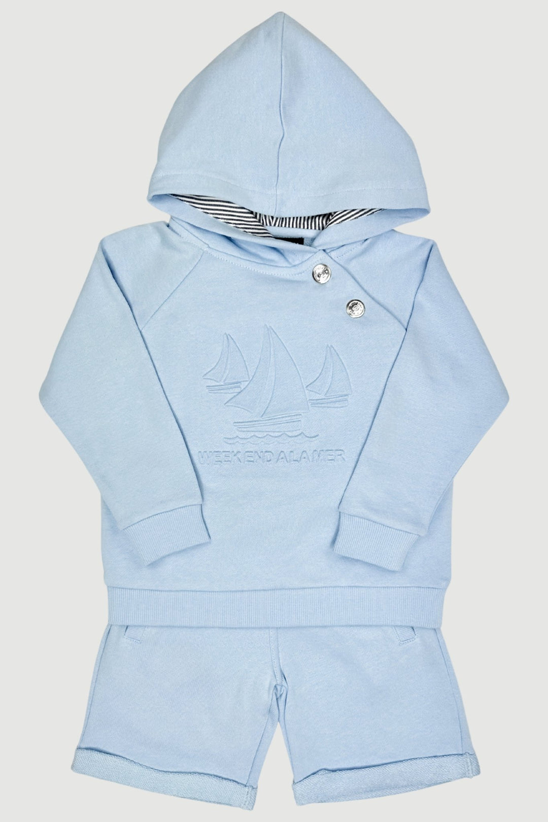 Week - end à la Mer "Jace" Sky Blue Hoodie & Shorts - Millie and John