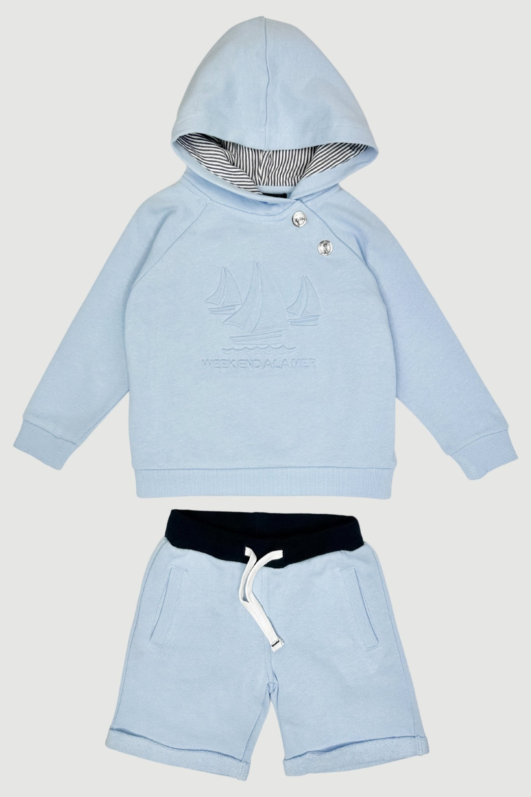 Week - end à la Mer "Jace" Sky Blue Hoodie & Shorts - Millie and John