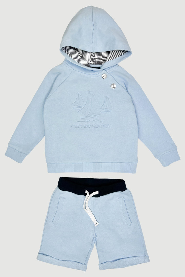 Week - end à la Mer "Jace" Sky Blue Hoodie & Shorts - Millie and John