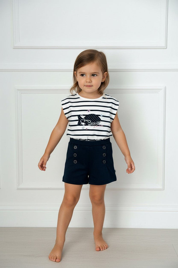Week - end à la Mer "Naomi" Navy Striped Top &amp; Shorts - Millie and John