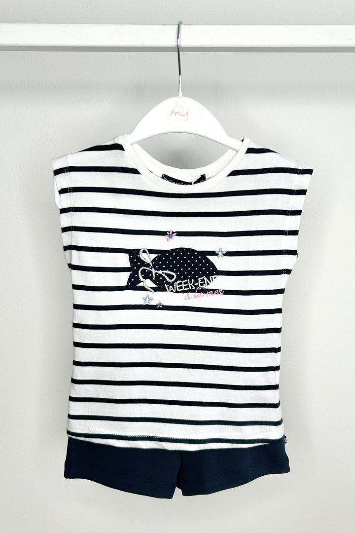 Week - end à la Mer "Naomi" Navy Striped Top & Shorts - Millie and John