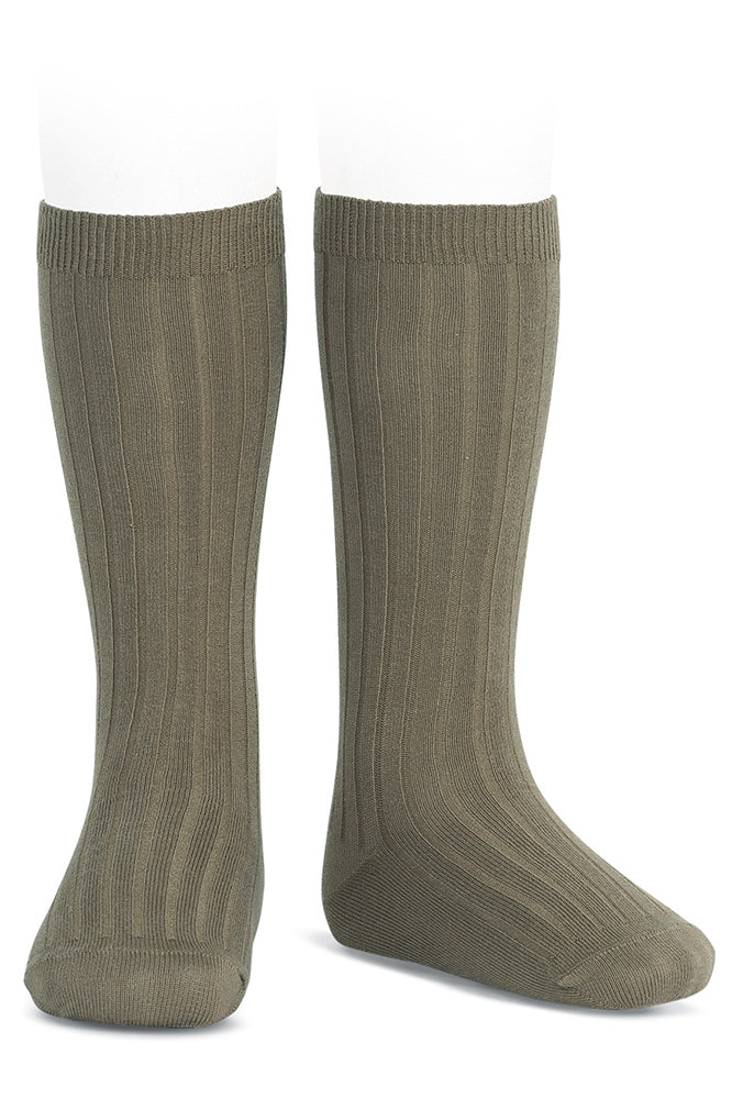 Mink Wide Ribbed Knee High Socks