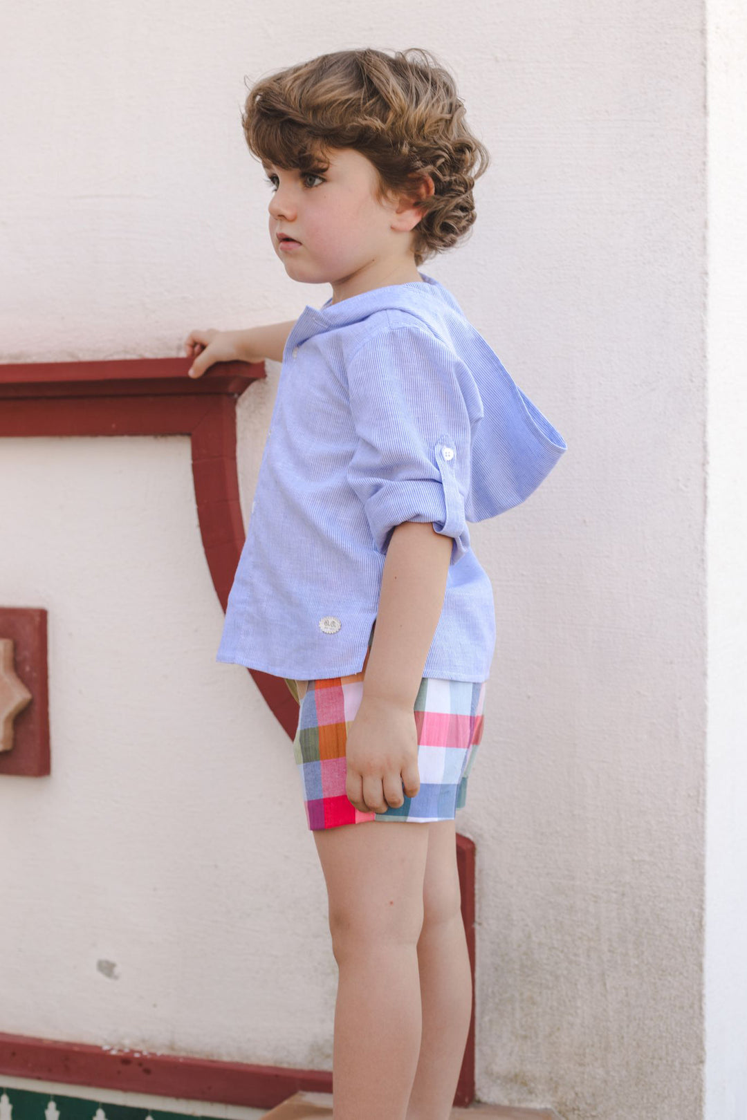 José Varón "Chase" Hoodie & Multicoloured Checked Shorts | Millie and John