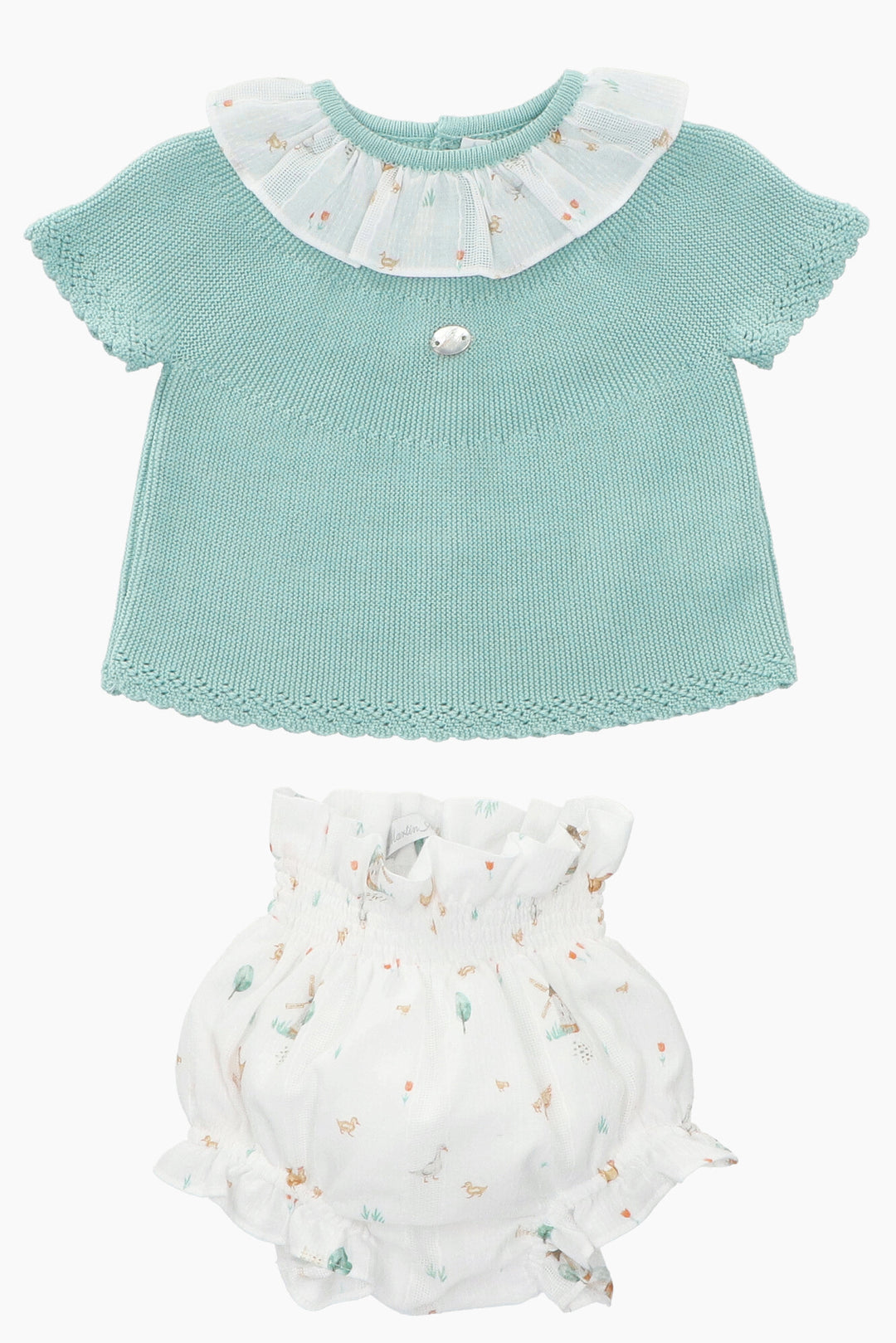 Martín Aranda "Marlo" Duck Egg Farm Print Top & Bloomers | Millie and John
