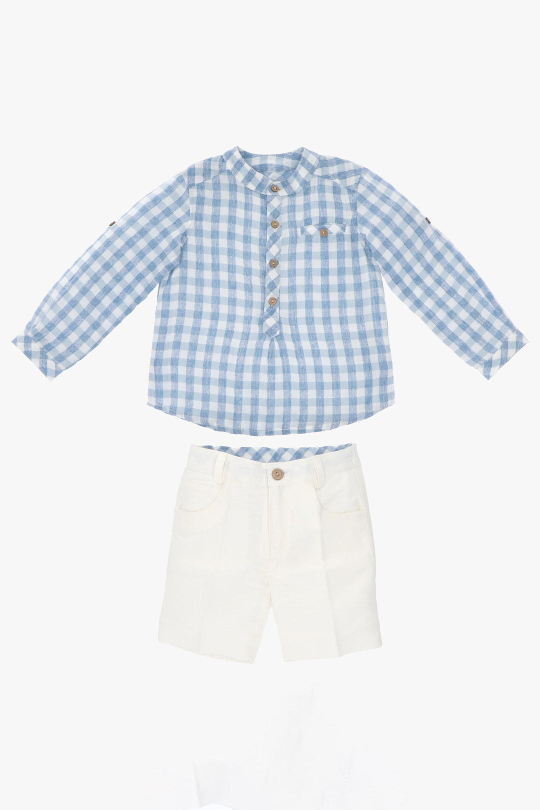 Martín Aranda "Oberon" French Blue Gingham Shirt &amp; Shorts | Millie and John