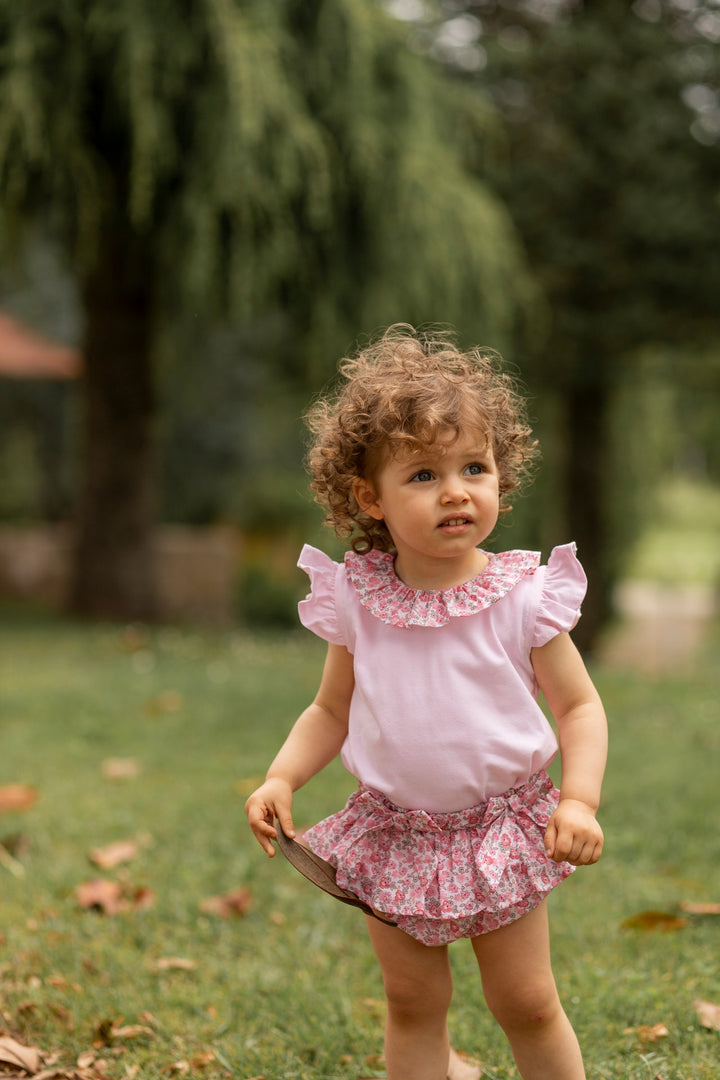 Deolinda "Cordelia" Pink Vintage Floral Blouse & Bloomers | Millie and John