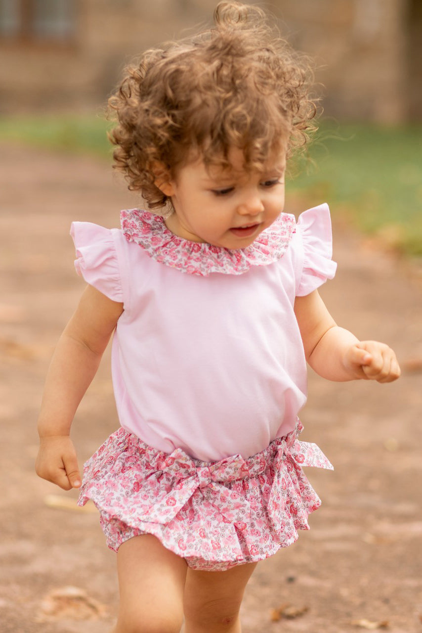 Deolinda "Cordelia" Pink Vintage Floral Blouse & Bloomers | Millie and John