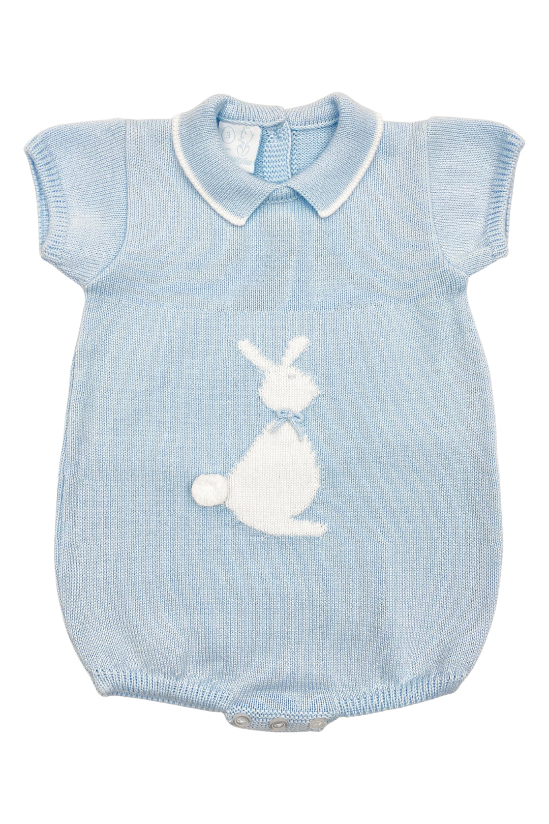 Granlei "Santi" Blue Knit Bunny Romper | Millie and John