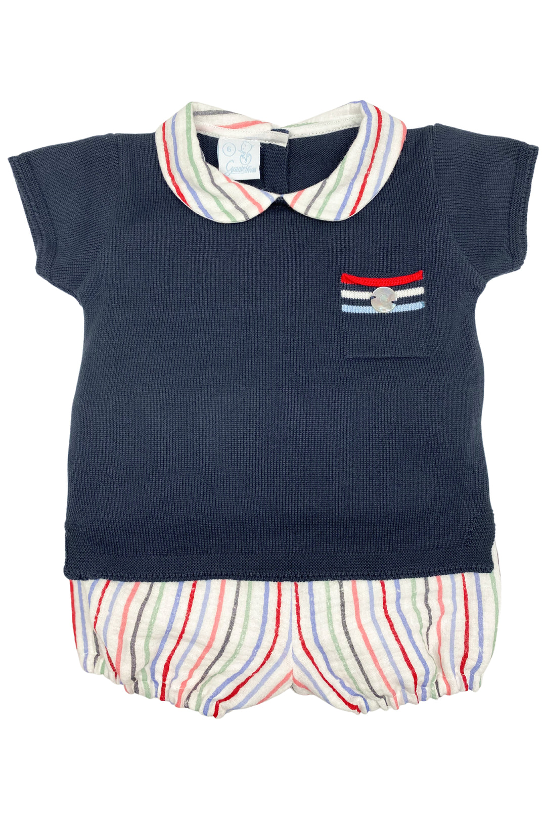 Granlei "Nico" Navy Knit Top & Striped Jam Pants | Millie and John