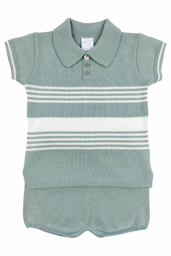 Granlei "Timmy" Teal Stripe Knit Top & Shorts | Millie and John