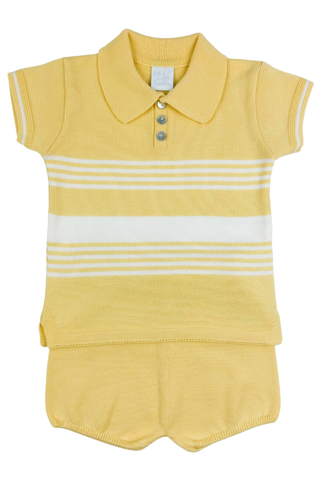 Granlei "Timmy" Pale Yellow Stripe Knit Top & Shorts | Millie and John