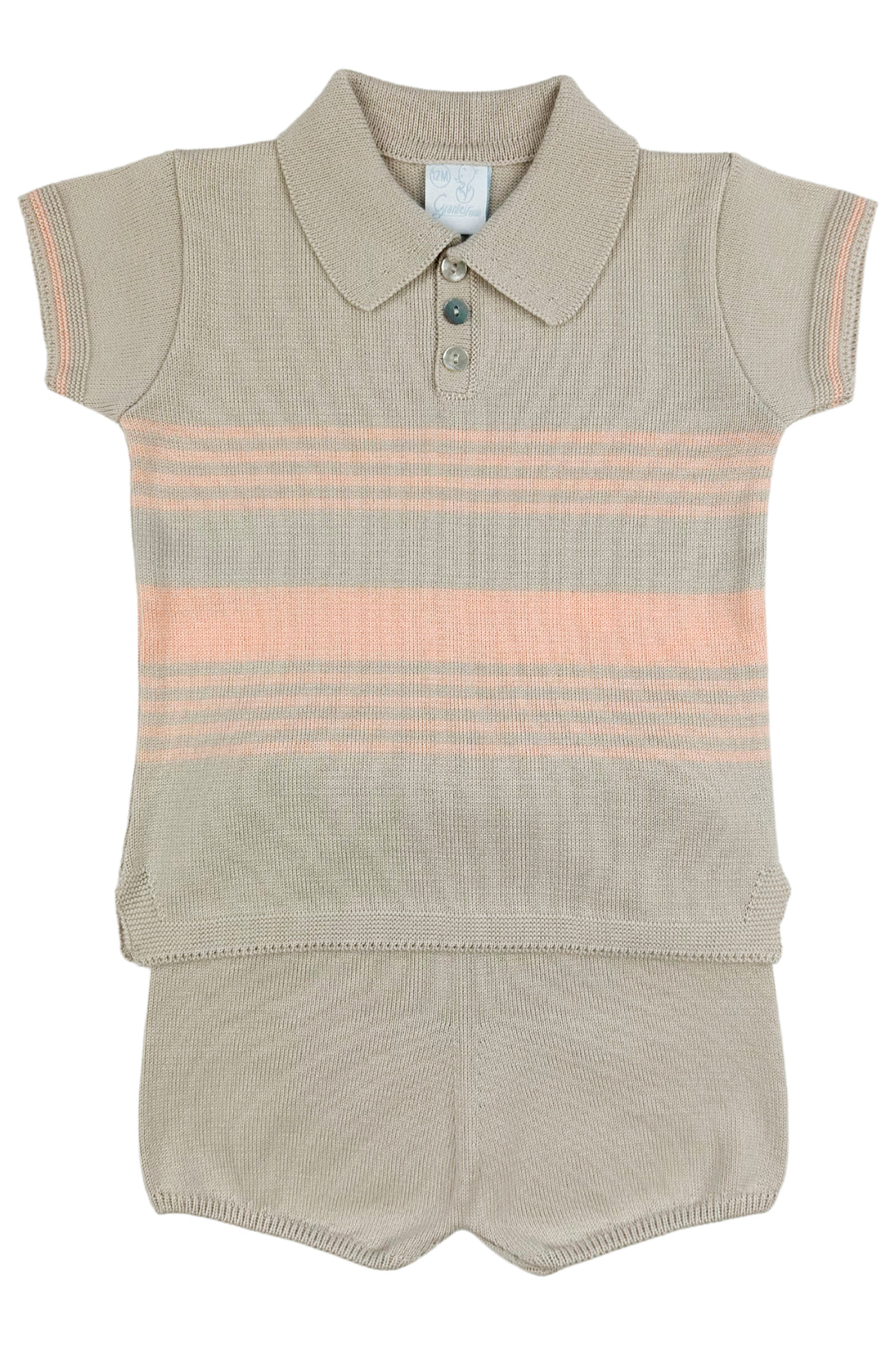 Granlei "Timmy" Stone & Peach Stripe Knit Top & Shorts | Millie and John