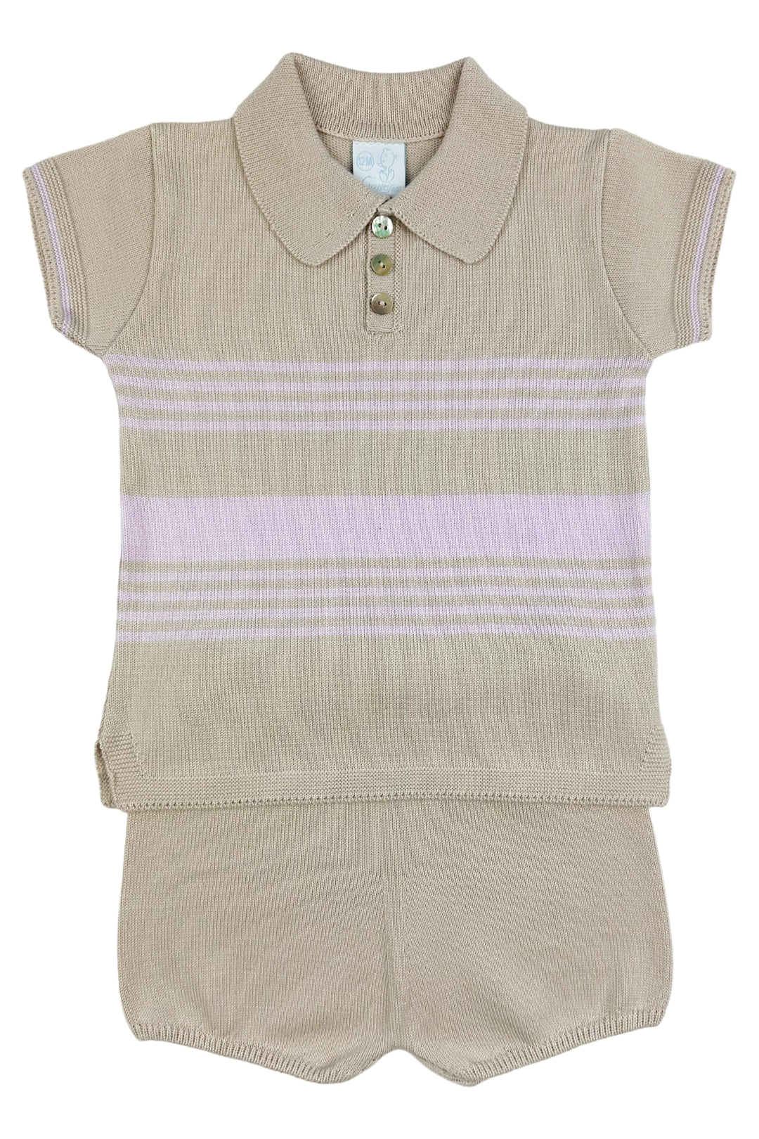 Granlei "Timmy" Stone & Lilac Stripe Knit Top & Shorts | Millie and John