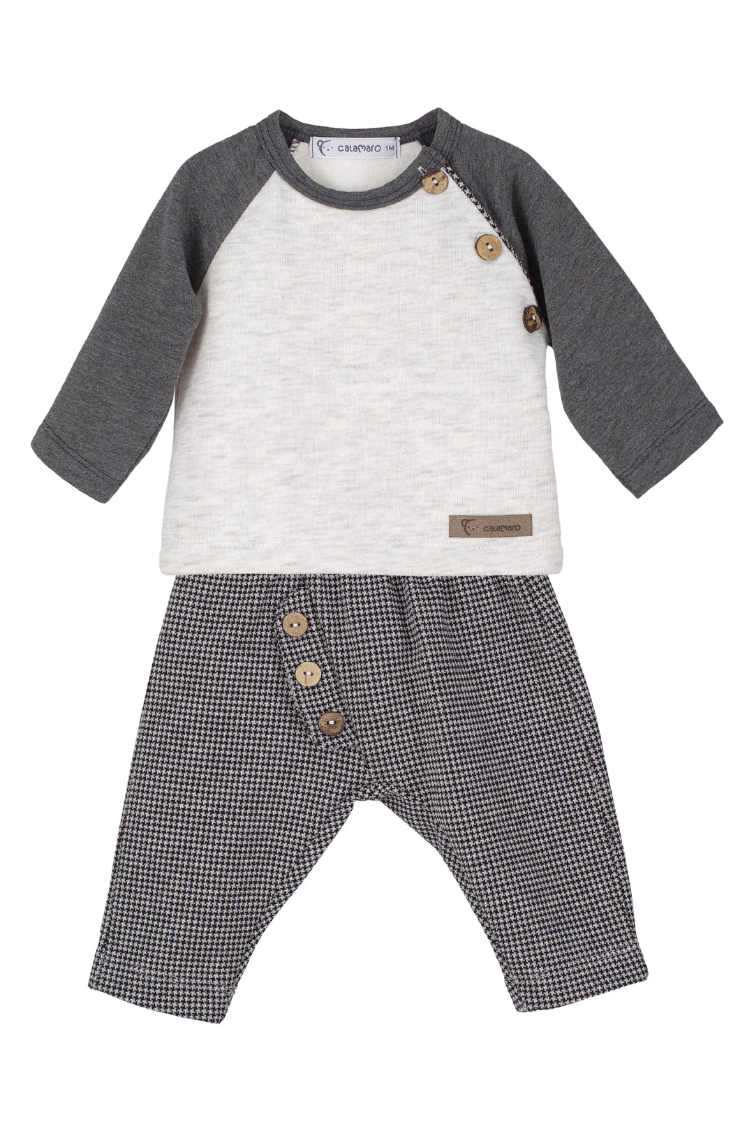 Calamaro "Tate" Grey Sweatshirt & Houndstooth Trousers | Millie and John