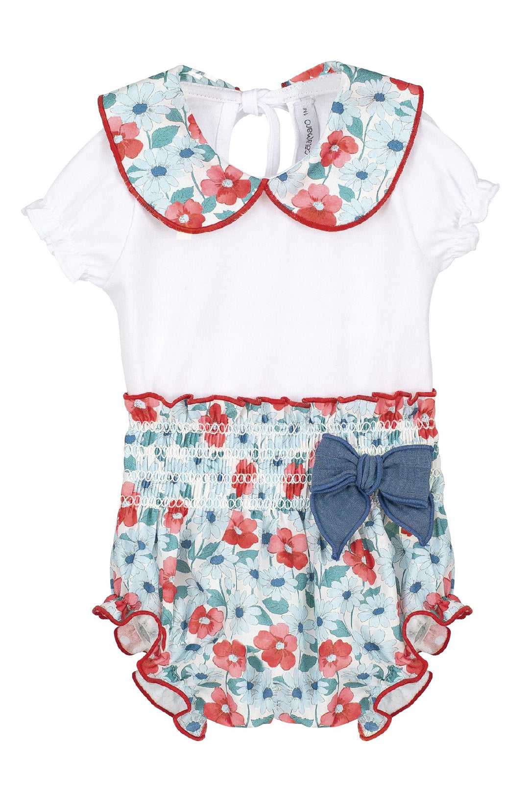 Calamaro "Fallon" Red & Blue Floral Blouse & Bloomers | Millie and John