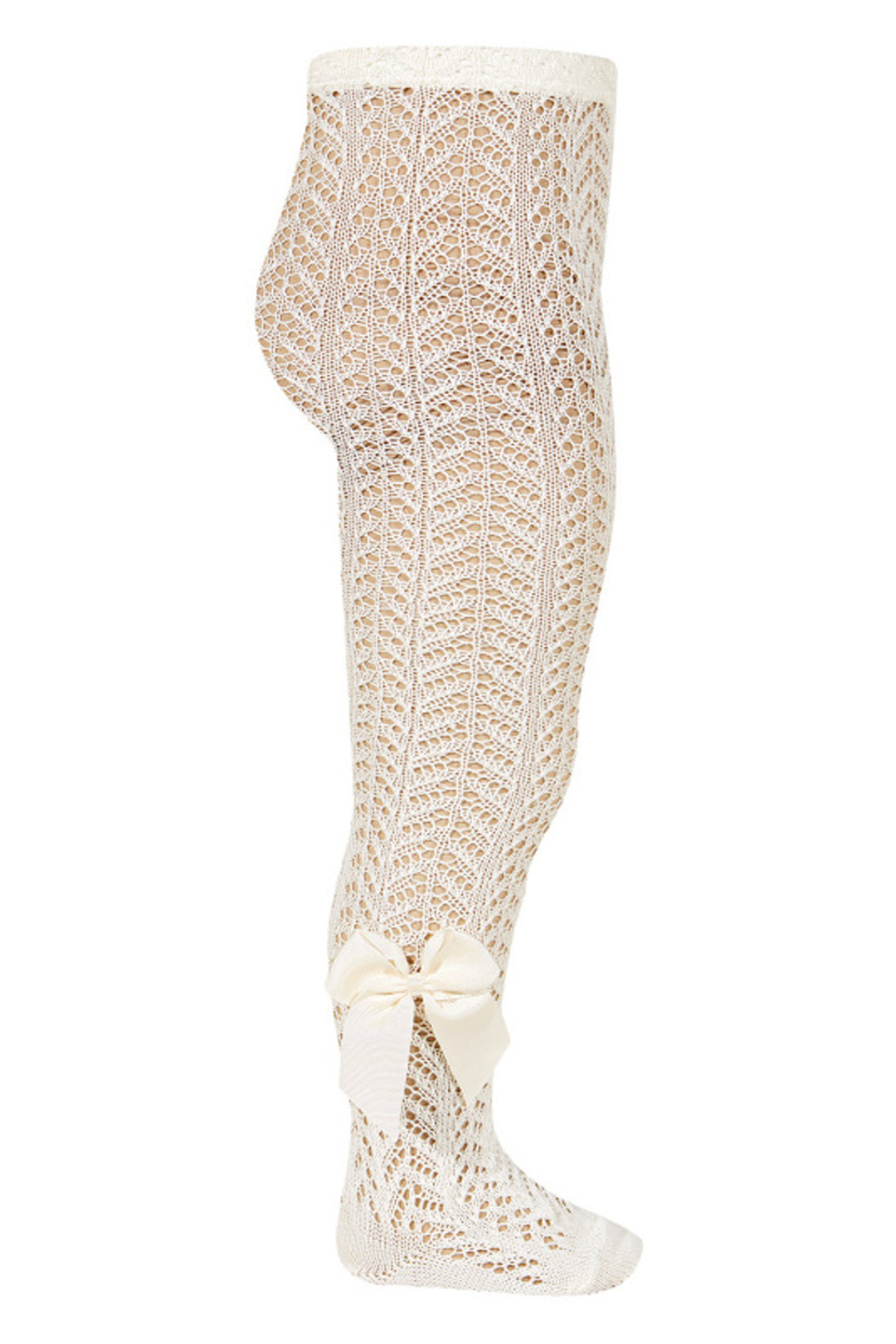 Condor Cream Lace Openwork Bow Tights | Millie and John