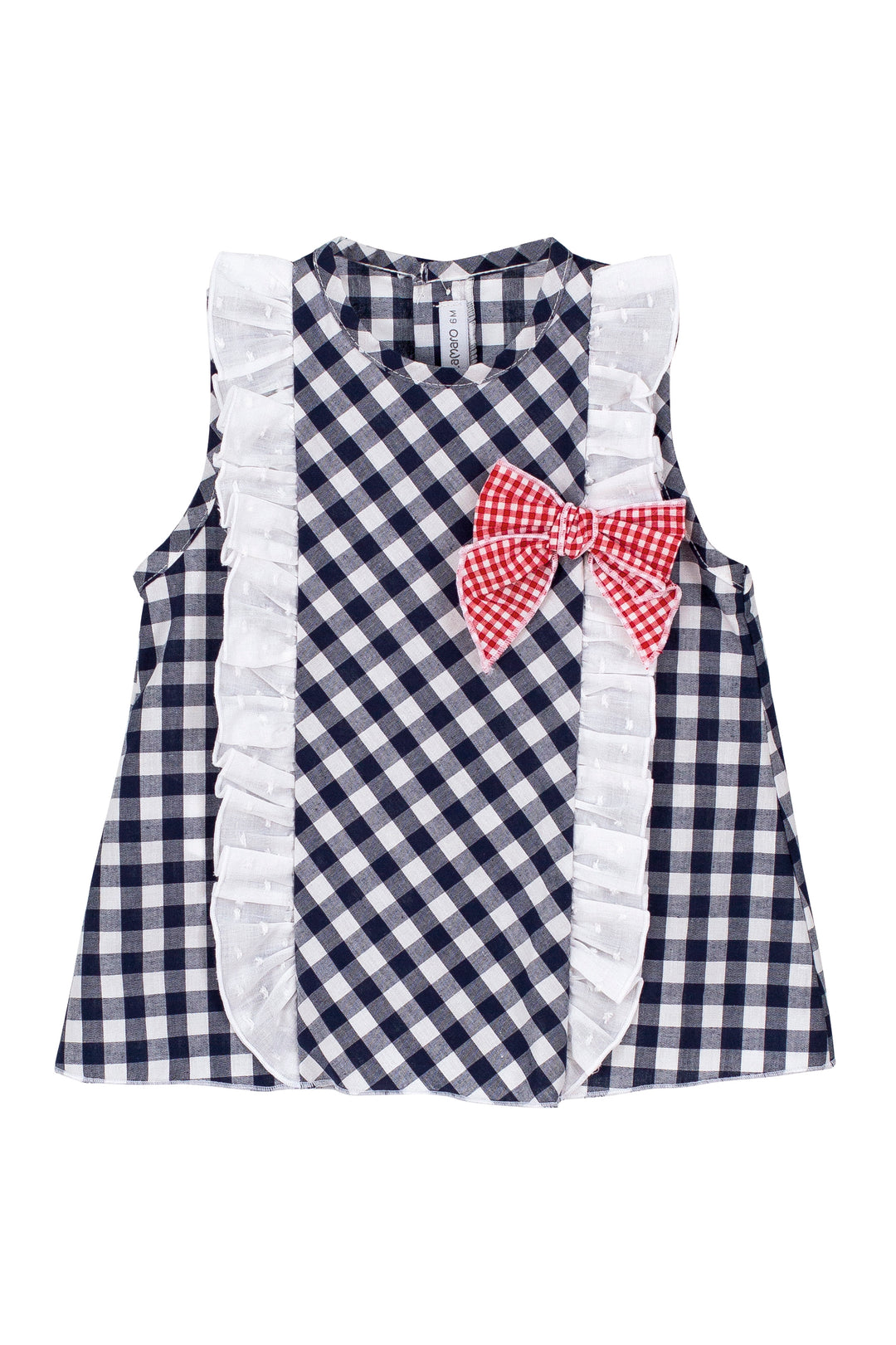 Calamaro "Betty" Navy Gingham A-Line Dress | Millie and John