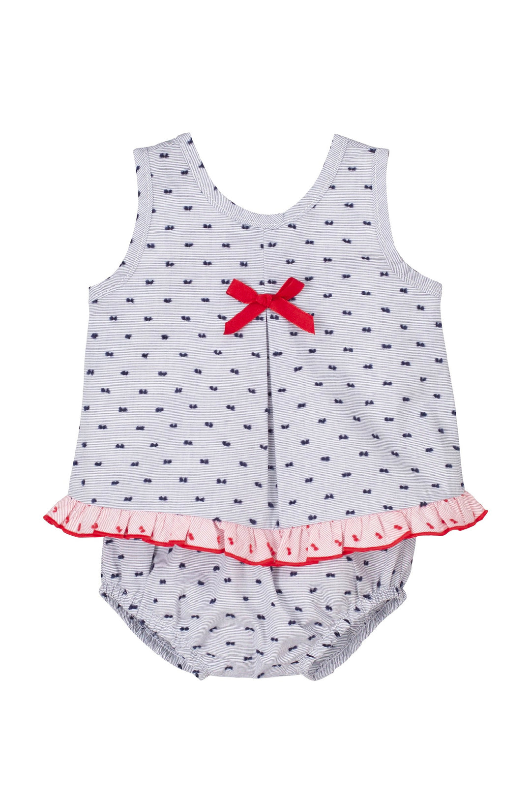 Calamaro "Mariana" Red & Navy Dress & Bloomers | Millie and John