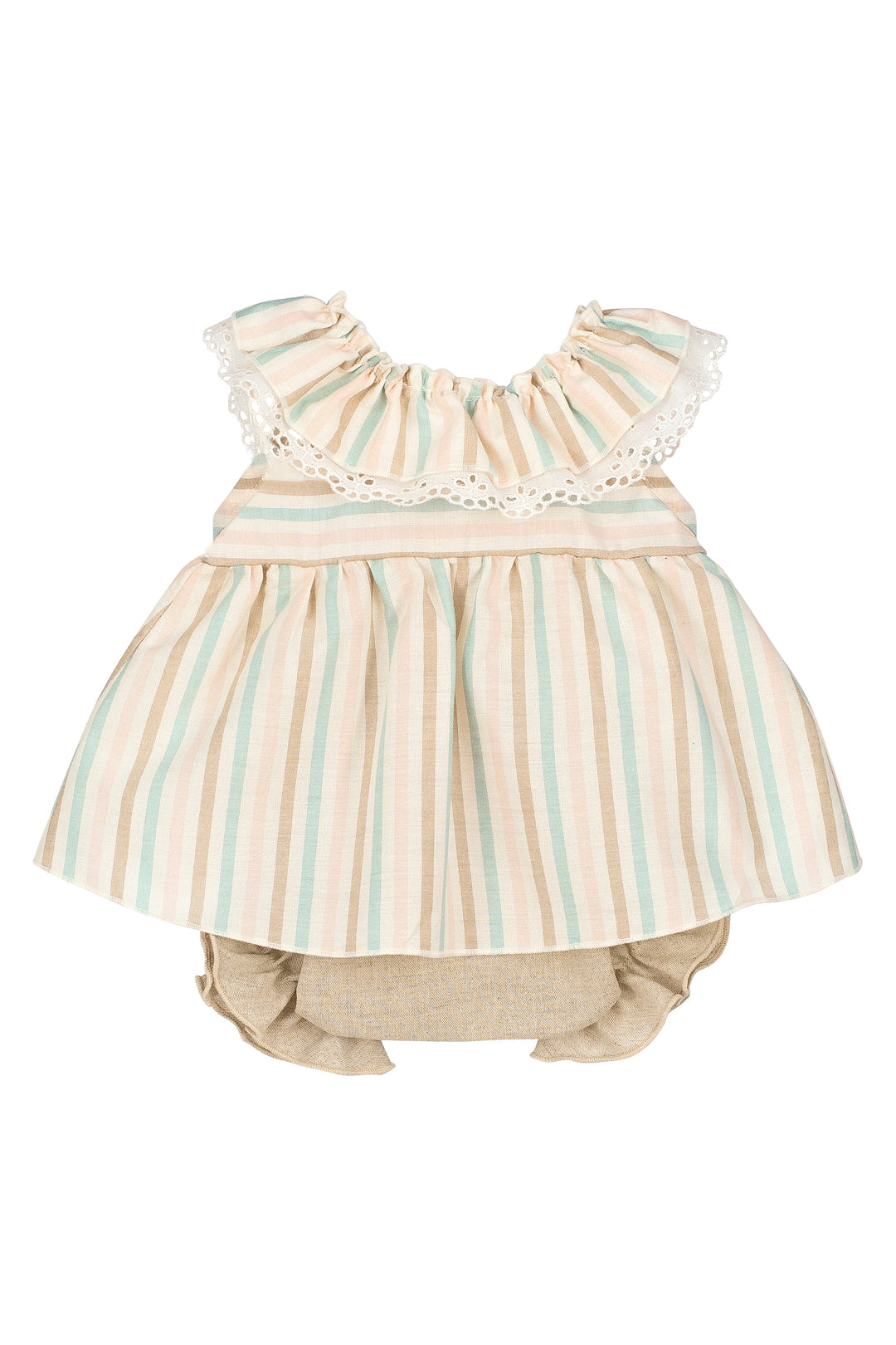 Calamaro Excellentt "Tillie" Pastel Striped Dress & Bloomers | Millie and John