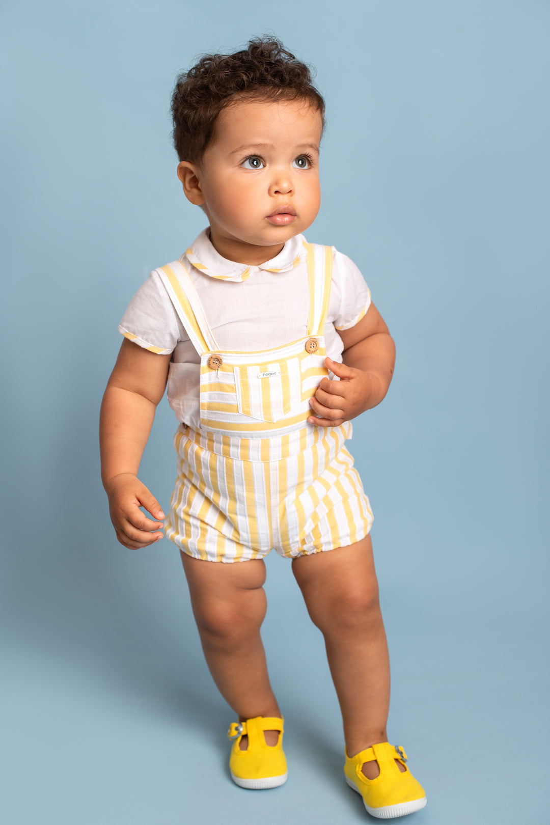 Foque "Sawyer" Lemon Striped Dungarees & Shirt | Millie and John