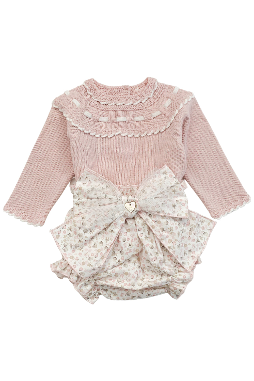 Granlei "Gracie" Dusky Pink Knit Top & Floral Bloomers | Millie and John