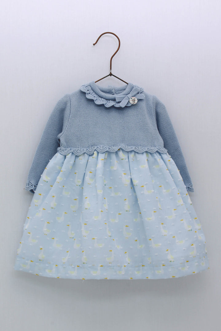 Foque PREORDER "Persephone" Blue Half Knit Duck Dress | Millie and John