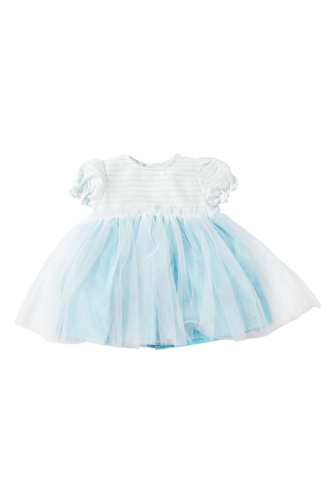 Deolinda "Delphine" Turquoise Striped Tulle Dress | Millie and John